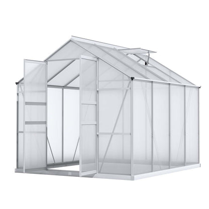 Green Fingers Greenhouse 2.42x2.5x2.26M Aluminium Double Doors Green House Garden Shed GH-ALU-C-242X250-DOU-AB