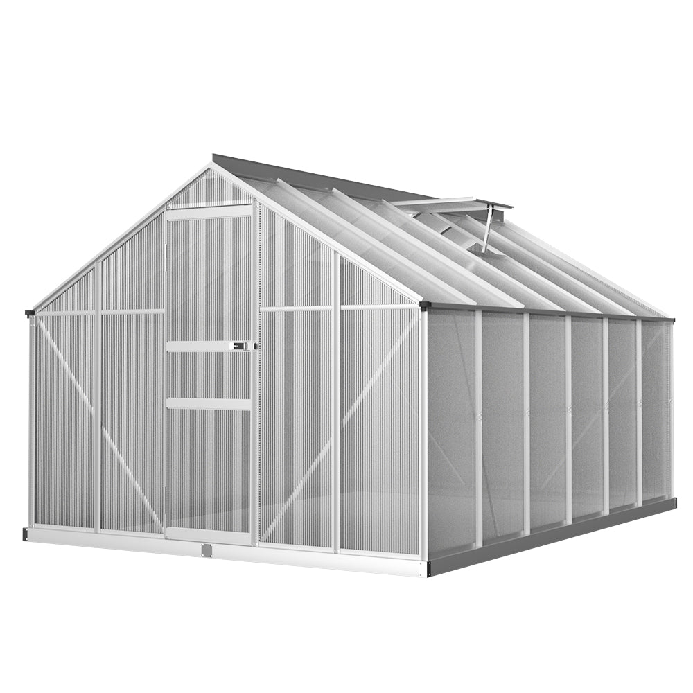 Green Fingers Greenhouse 3.6x2.5x1.95M Aluminium Polycarbonate Green House Garden Shed GH-ALU-C-362X250-AB