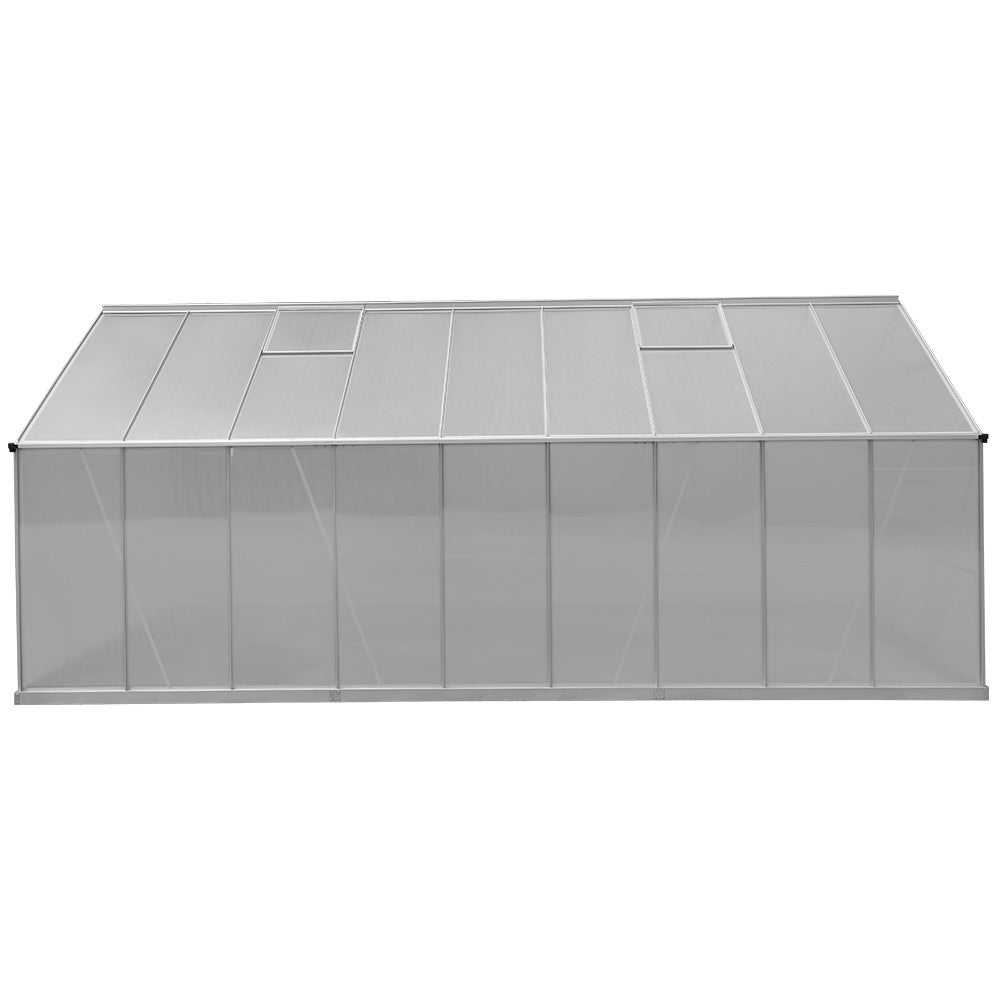 Greenfingers Greenhouse 5.1x2.5x2.26M Double Doors Aluminium Green House Garden Shed GH-ALU-C-510X250-DOU-AB