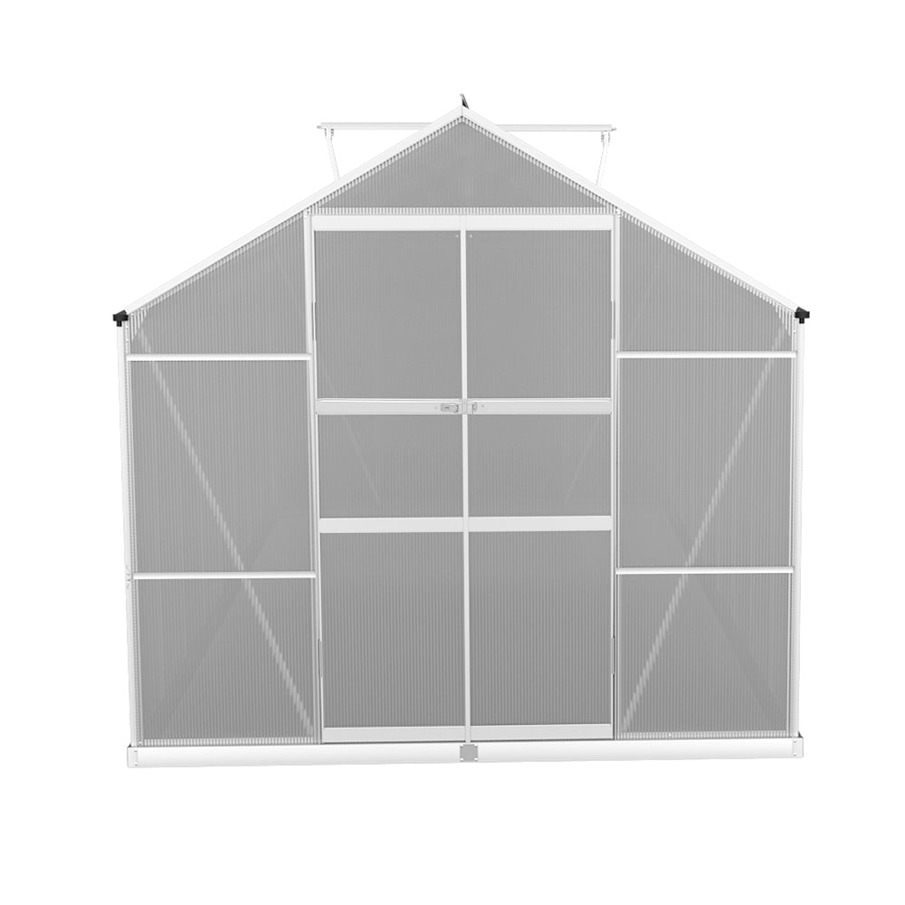 Greenfingers Greenhouse 5.1x2.5x2.26M Double Doors Aluminium Green House Garden Shed GH-ALU-C-510X250-DOU-AB