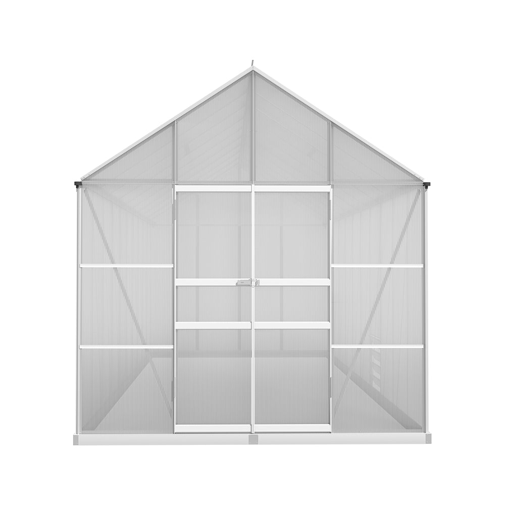 Green Fingers Greenhouse 6.03x2.44x2.68M Double Doors Aluminium Green House Garden Shed GH-ALU-C-603X244X268-AB