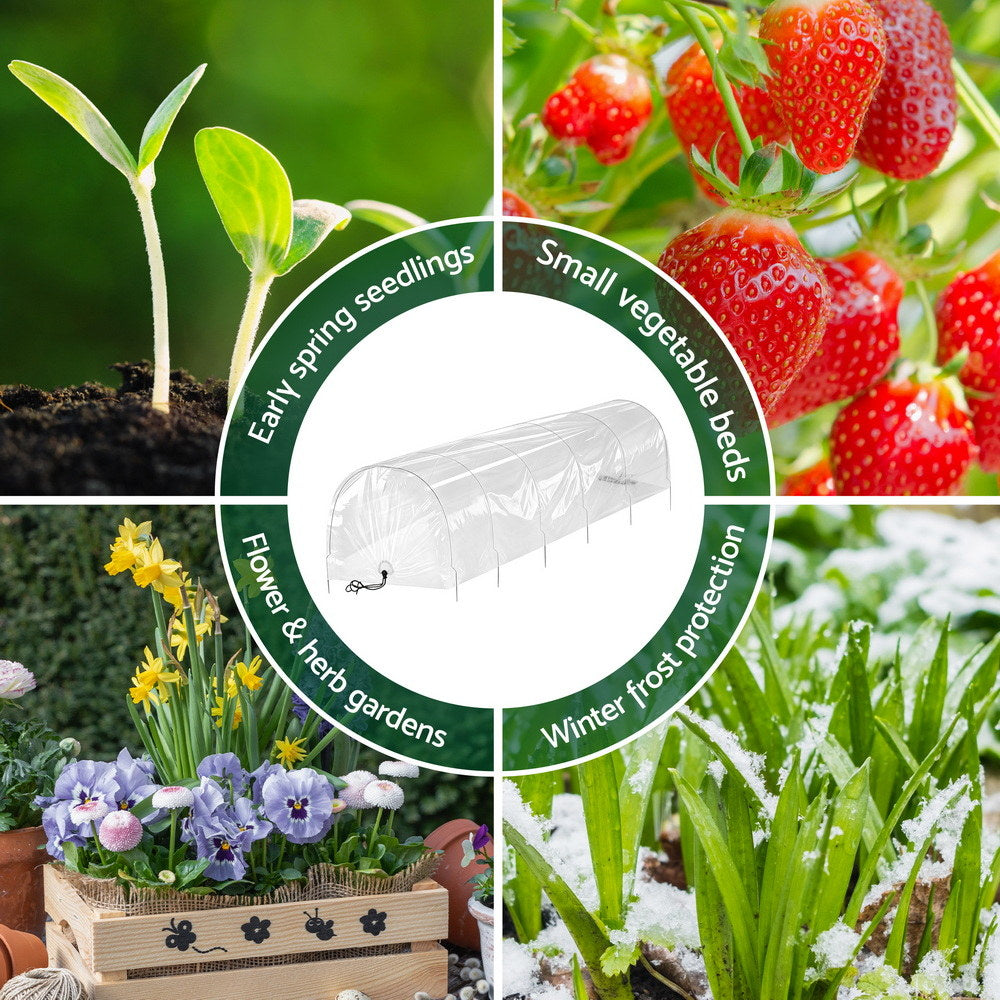 Green Fingers Mini Greenhouse 300x45x30cm Tunnel Clear PVC Steel Frame Portable GH-MINI-2PC-300X45-TP