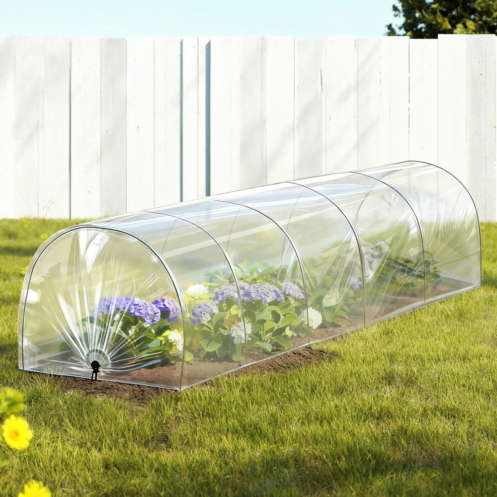 Green Fingers Mini Greenhouse 300x45x30cm Tunnel Clear PVC Steel Frame Portable GH-MINI-2PC-300X45-TP