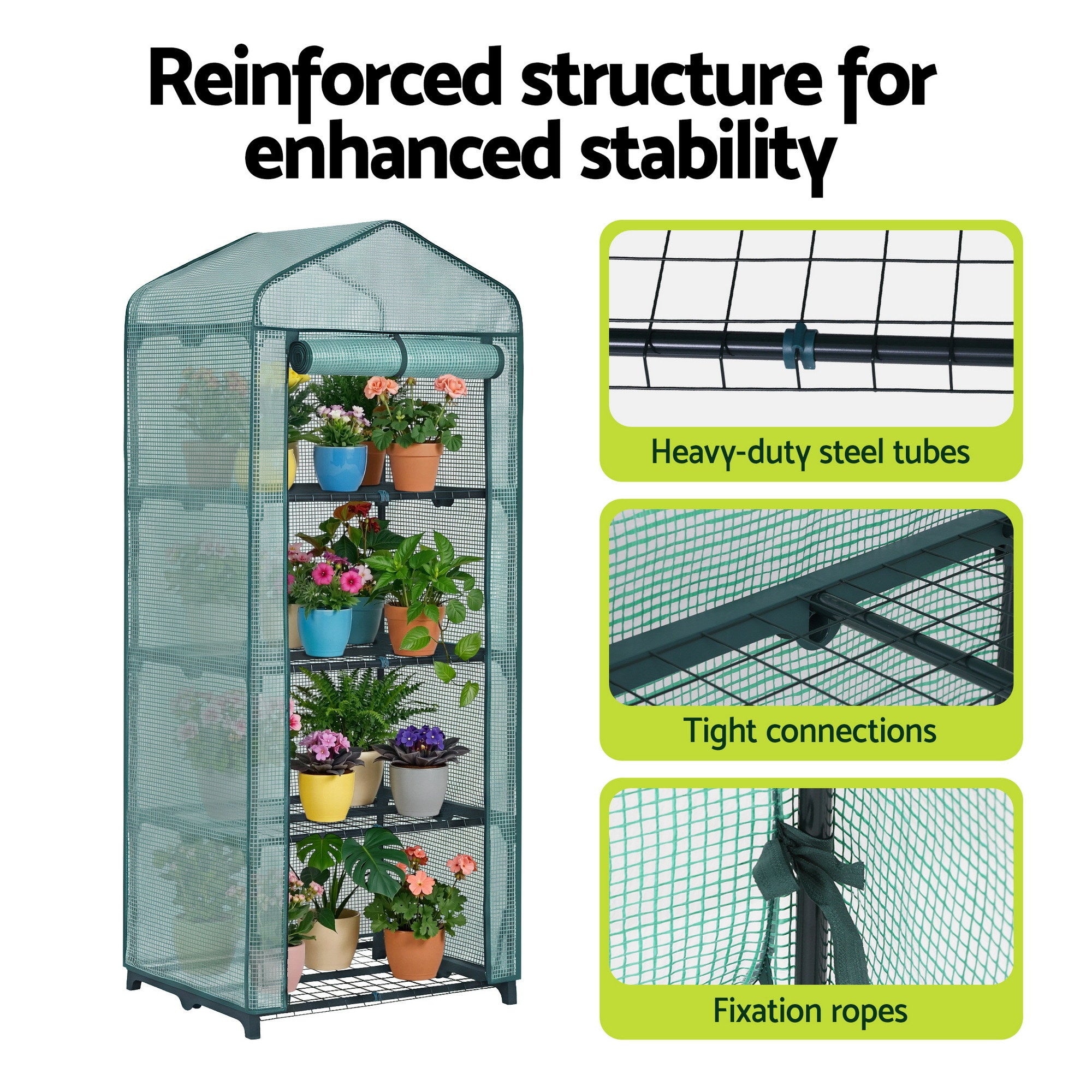 Green Fingers Greenhouse 4 Tiers Mini Green House Garden Bed 1.6x0.7x0.5M GH-MINI-4T-GR