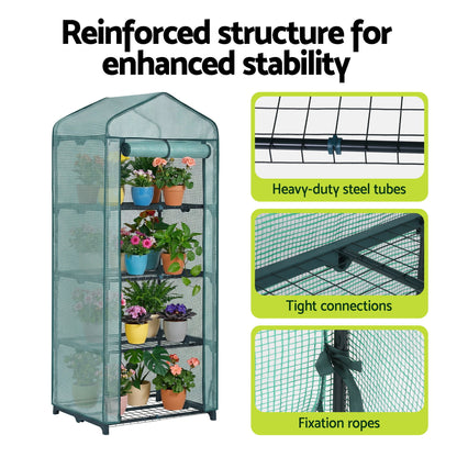 Green Fingers Greenhouse 4 Tiers Mini Green House Garden Bed 1.6x0.7x0.5M GH-MINI-4T-GR