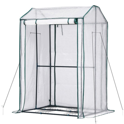 Green Fingers Mini Greenhouse PE Cover Green House Roll-Up Zippered Door 1.0x0.8x1.5M GH-MINI-F-100X80-TP