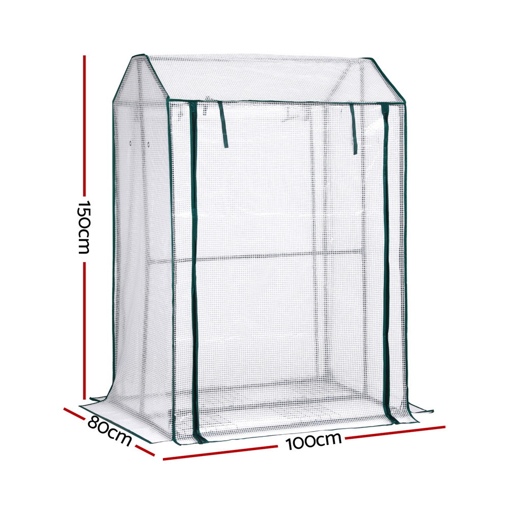 Green Fingers Mini Greenhouse PE Cover Green House Roll-Up Zippered Door 1.0x0.8x1.5M GH-MINI-F-100X80-TP