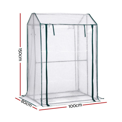 Green Fingers Mini Greenhouse PE Cover Green House Roll-Up Zippered Door 1.0x0.8x1.5M GH-MINI-F-100X80-TP