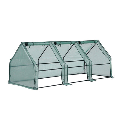 Green Fingers Mini Greenhouse 240x90x90cm Steel Frame PE Cover Outdoor Shelter GH-MINI-F-240X90-GR