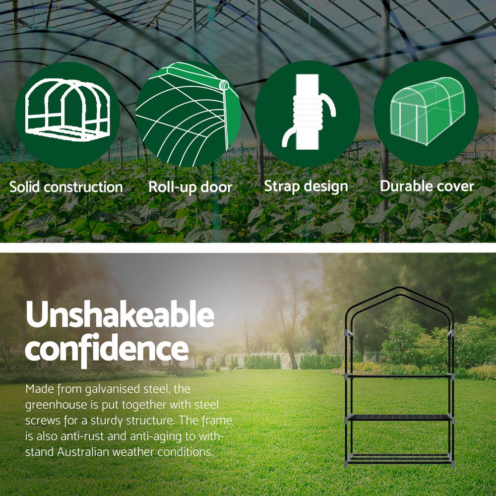 Greenfingers Greenhouse 3 Tiers Mini Green House Garden Bed Planter Box 1.28x0.7x0.5M GH-MINI-F-3T-TP