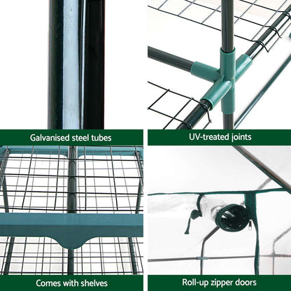 Greenfingers Greenhouse 3 Tiers Mini Green House Garden Bed Planter Box 1.28x0.7x0.5M GH-MINI-F-3T-TP