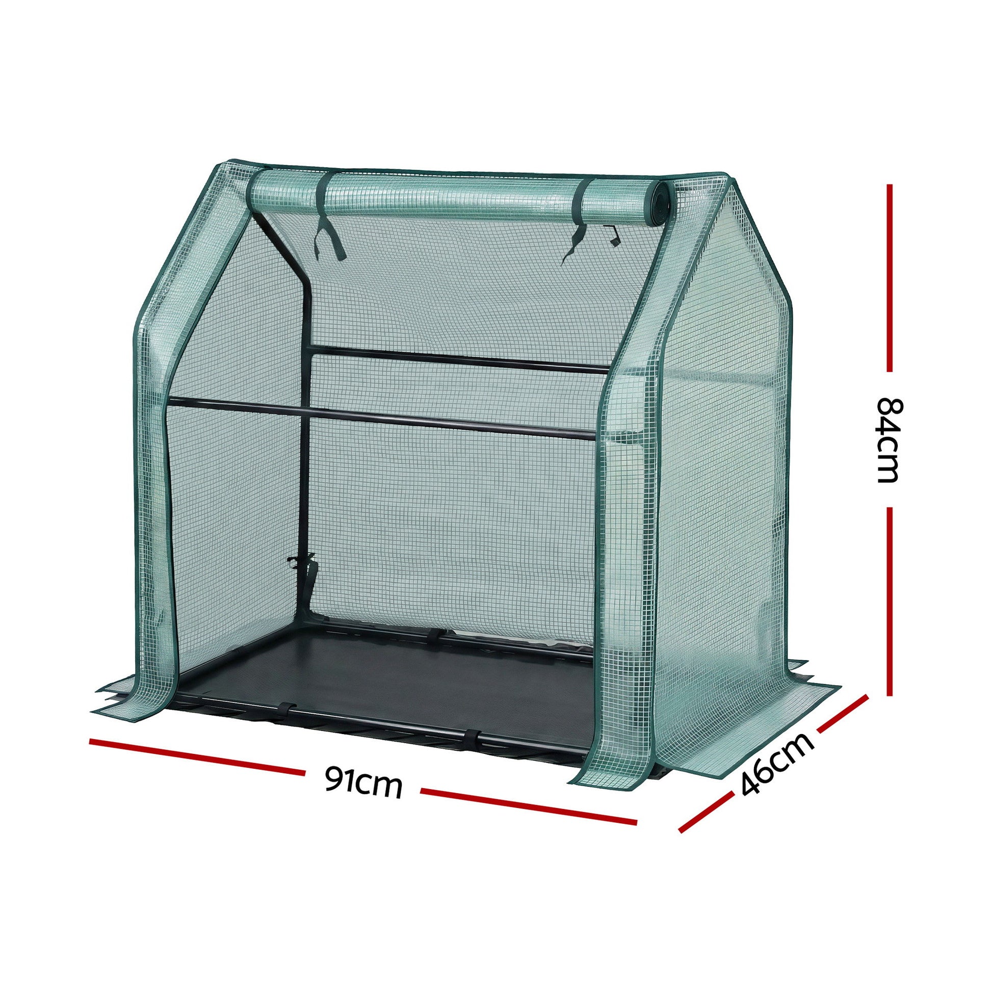 Green Fingers Mini Greenhouse 91x46x84cm Steel Frame PE Cover Outdoor Shelter GH-MINI-F-91X46-GR