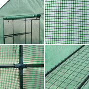 Green Fingers Greenhouse 1.4x1.55x2M Walk in Green House Tunnel Plant Garden Shed 8 Shelves GH-WALK-14X15-GR