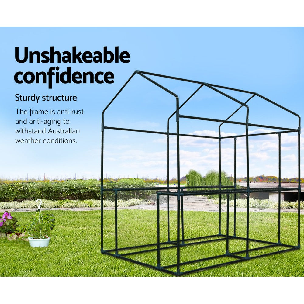 Green Fingers Greenhouse 1.2x1.9x1.9M Walk in Green House Tunnel Plant Garden Shed 4 Shelves GH-WALK-19X12-GR