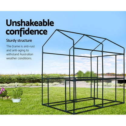Green Fingers Greenhouse 1.2x1.9x1.9M Walk in Green House Tunnel Plant Garden Shed 4 Shelves GH-WALK-19X12-GR