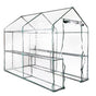 Green Fingers Greenhouse 1.2x1.9x1.9M Walk in Green House Tunnel Clear Garden Shed 4 Shelves GH-WALK-19X12-TP