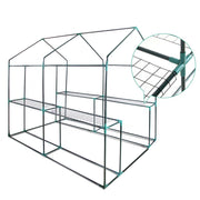 Green Fingers Greenhouse 1.2x1.9x1.9M Walk in Green House Tunnel Clear Garden Shed 4 Shelves GH-WALK-19X12-TP