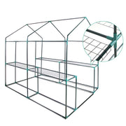 Green Fingers Greenhouse 1.2x1.9x1.9M Walk in Green House Tunnel Clear Garden Shed 4 Shelves GH-WALK-19X12-TP
