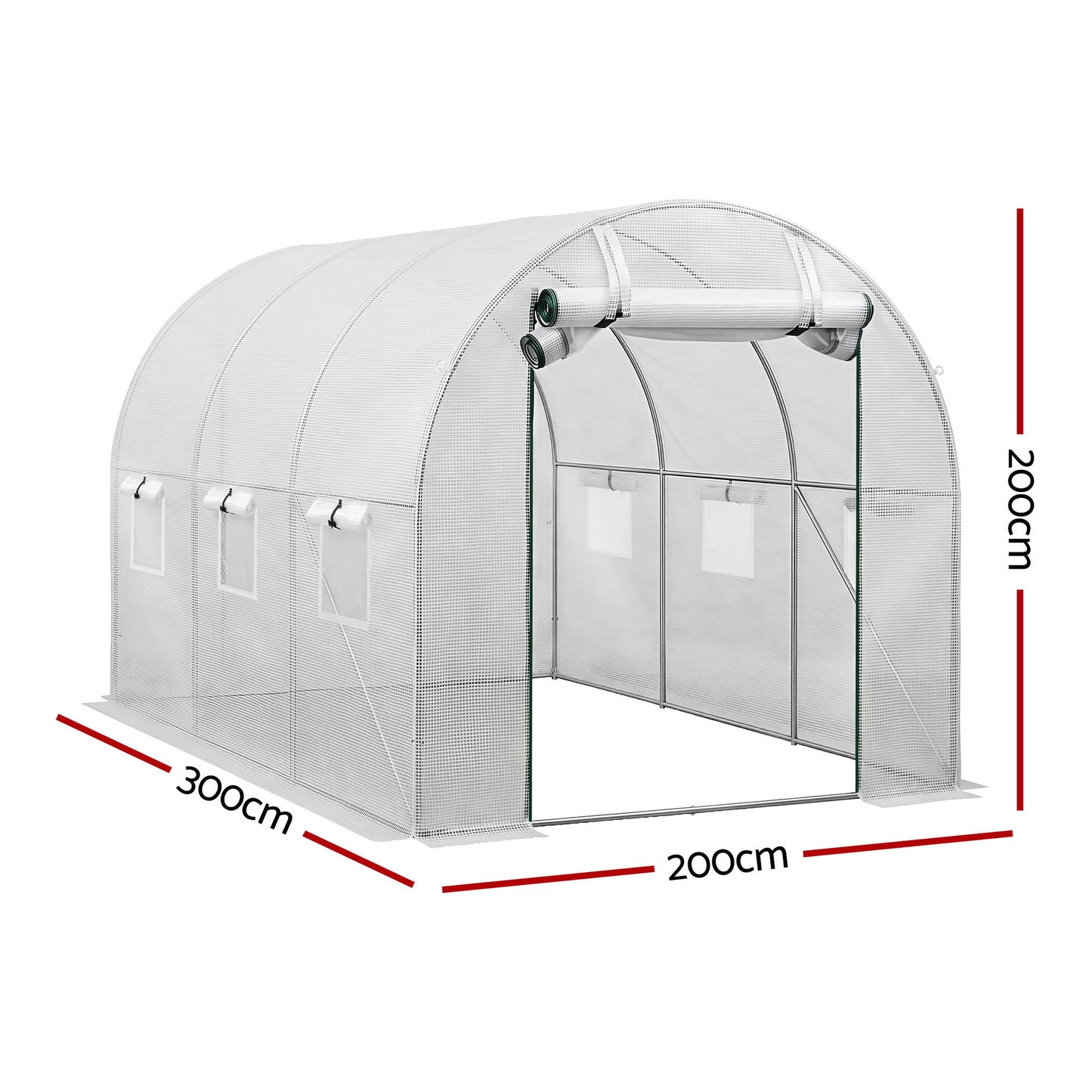Green Fingers Greenhouse 3x2x2M Walk in Green House White GH-WALK-30X20-WH