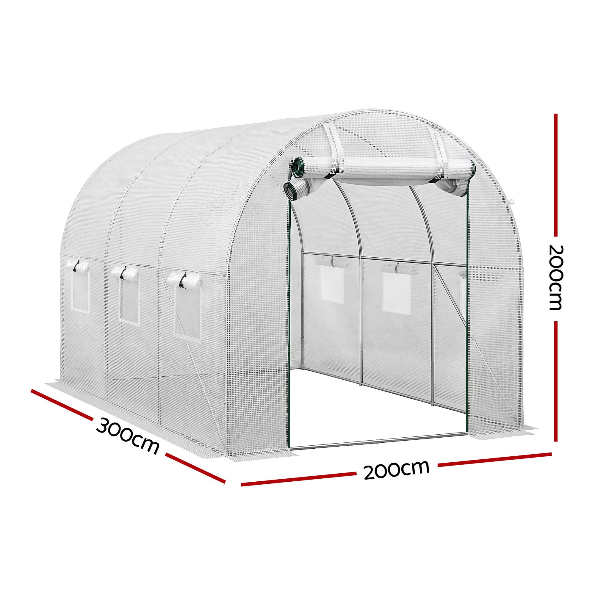 Green Fingers Greenhouse 3x2x2M Walk in Green House White GH-WALK-30X20-WH