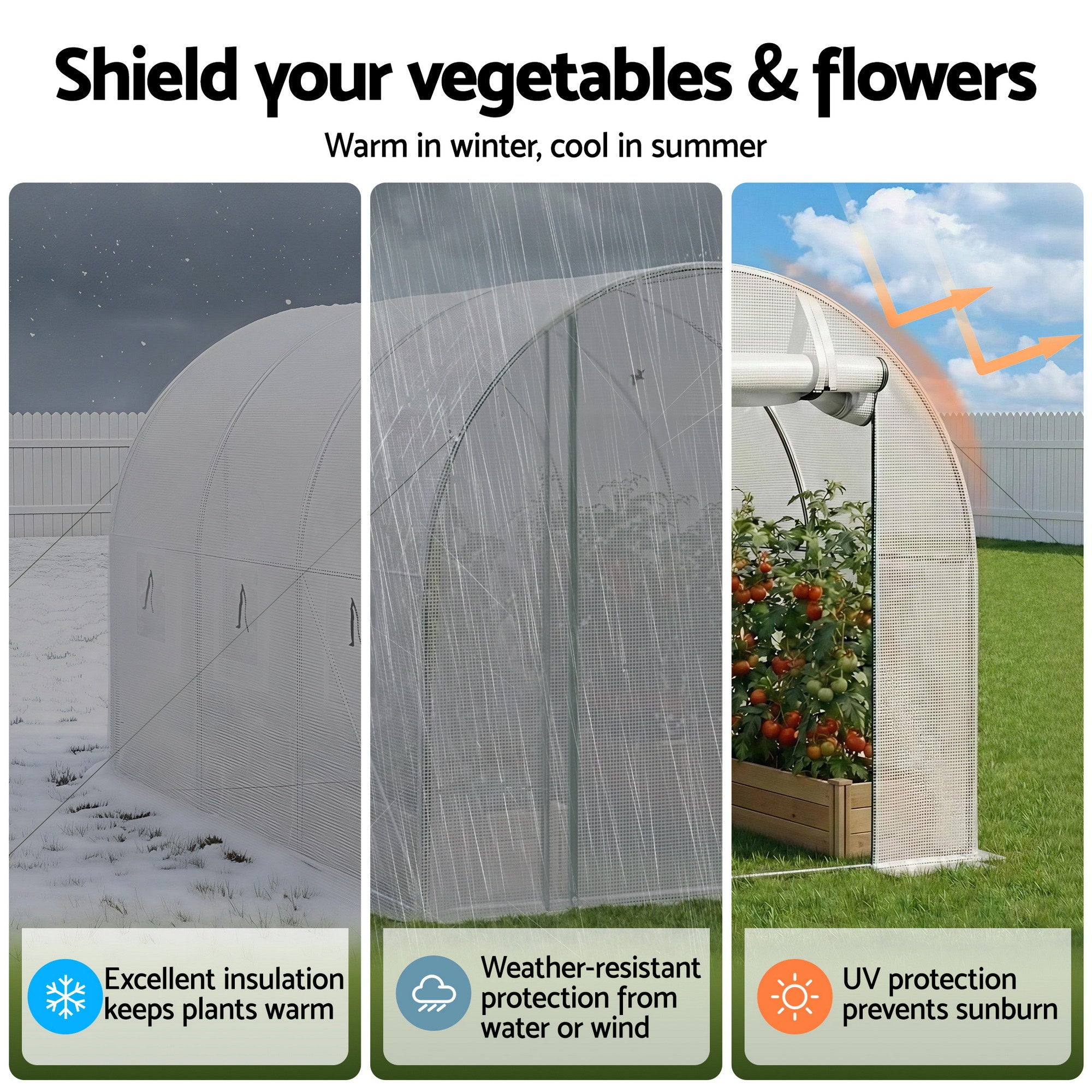 Green Fingers Greenhouse 3x2x2M Walk in Green House White GH-WALK-30X20-WH