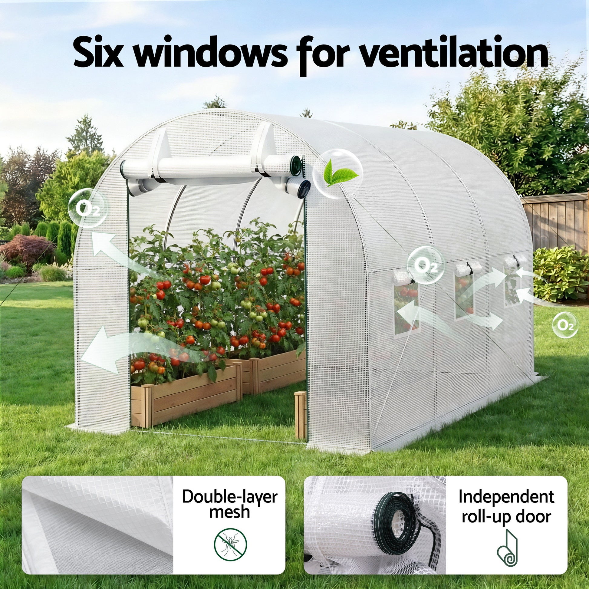 Green Fingers Greenhouse 3x2x2M Walk in Green House White GH-WALK-30X20-WH