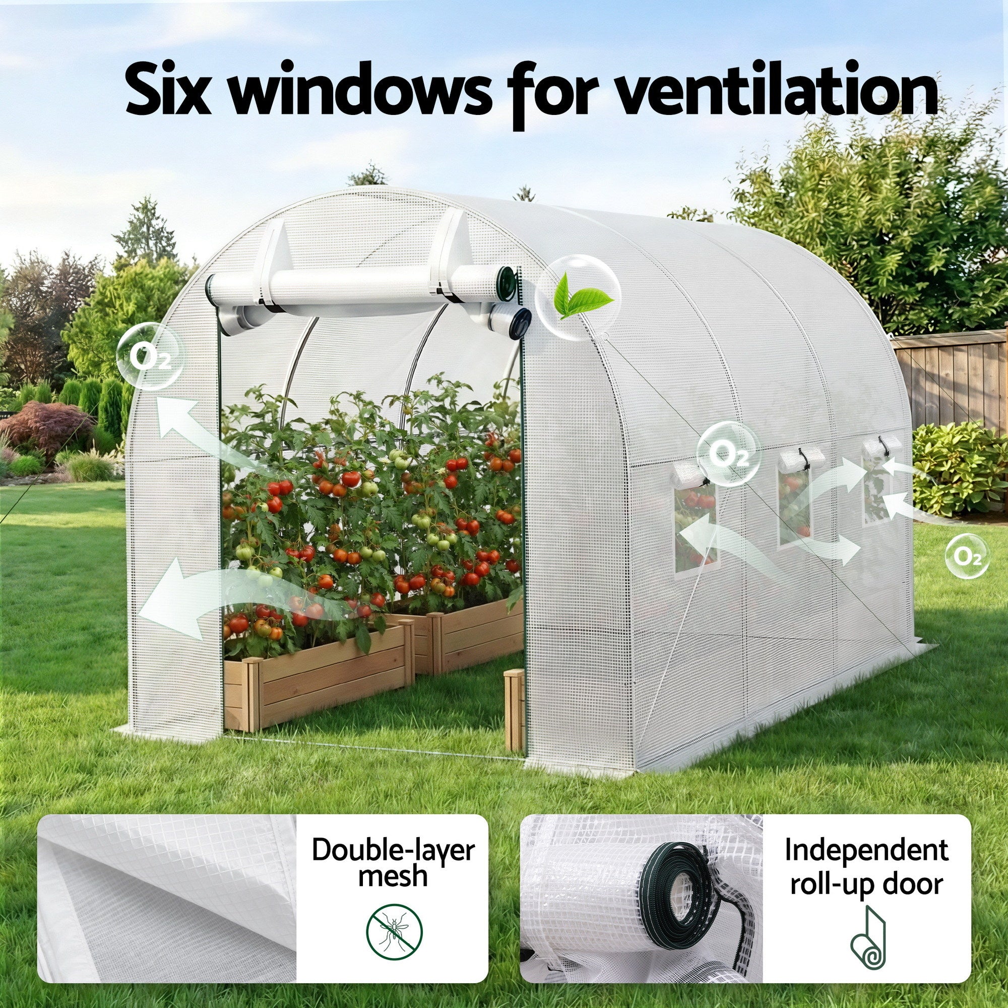 Green Fingers Greenhouse 3x2x2M Walk in Green House White GH-WALK-30X20-WH