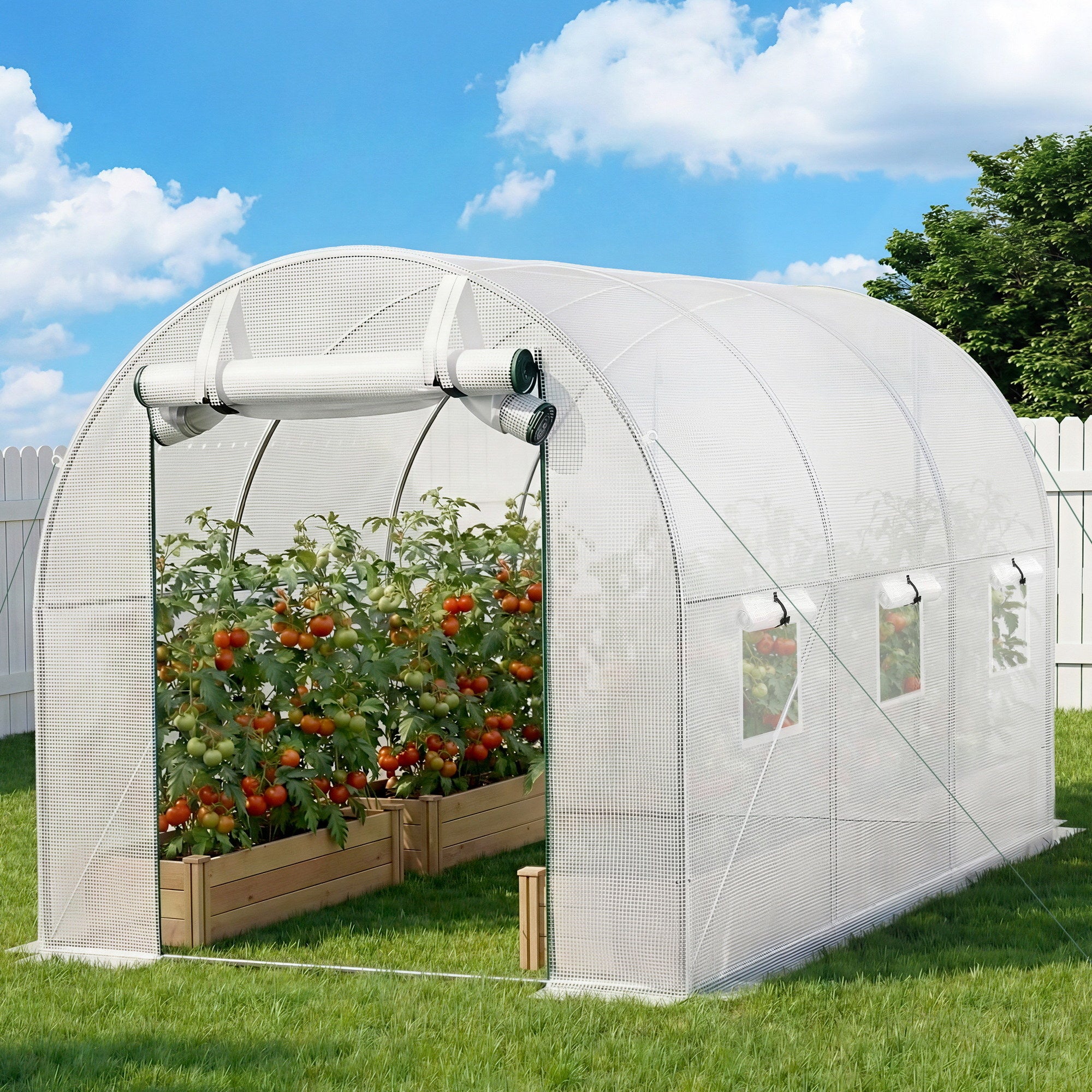 Green Fingers Greenhouse 3x2x2M Walk in Green House White GH-WALK-30X20-WH