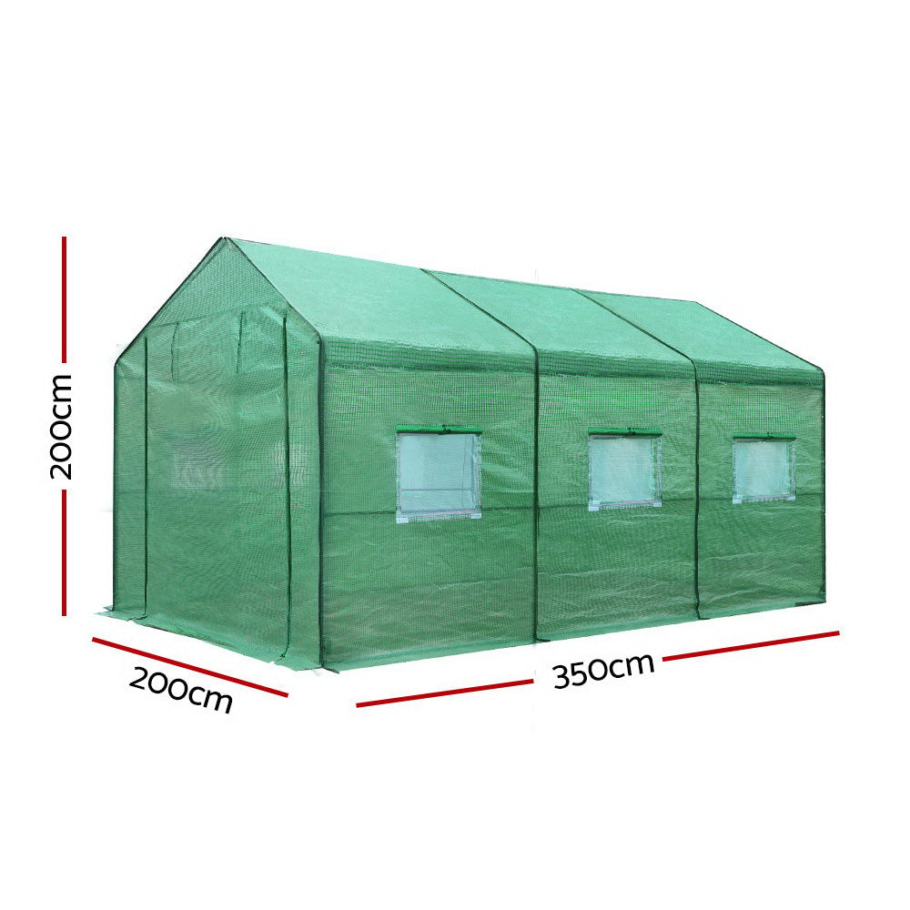Green Fingers Greenhouse 3.5x2x2M Walk in Green House Tunnel Plant Garden Shed GH-WALK-35X20-GR