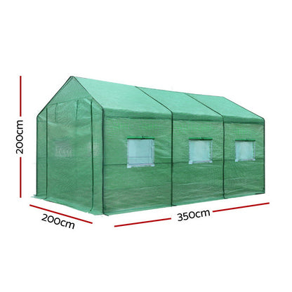 Green Fingers Greenhouse 3.5x2x2M Walk in Green House Tunnel Plant Garden Shed GH-WALK-35X20-GR