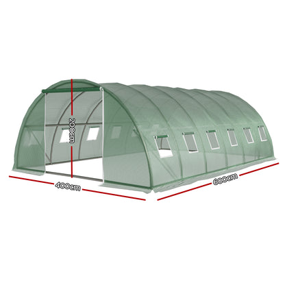 Green Fingers Greenhouse 6x4x2M Walk in Green House Tunnel Plant Garden Shed Dome GH-WALK-F-600X400X200-GN-AB