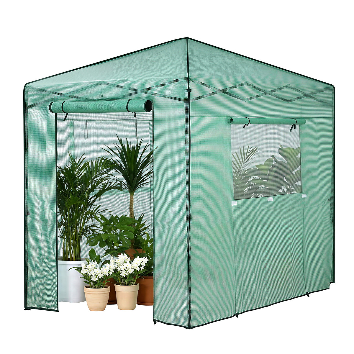 Green Fingers Greenhouse 180x240x240cm Steel Frame PE Cover Outdoor Shelter GH-WALK-PH-24X18