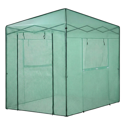 Green Fingers Greenhouse 180x240x240cm Steel Frame PE Cover Outdoor Shelter GH-WALK-PH-24X18