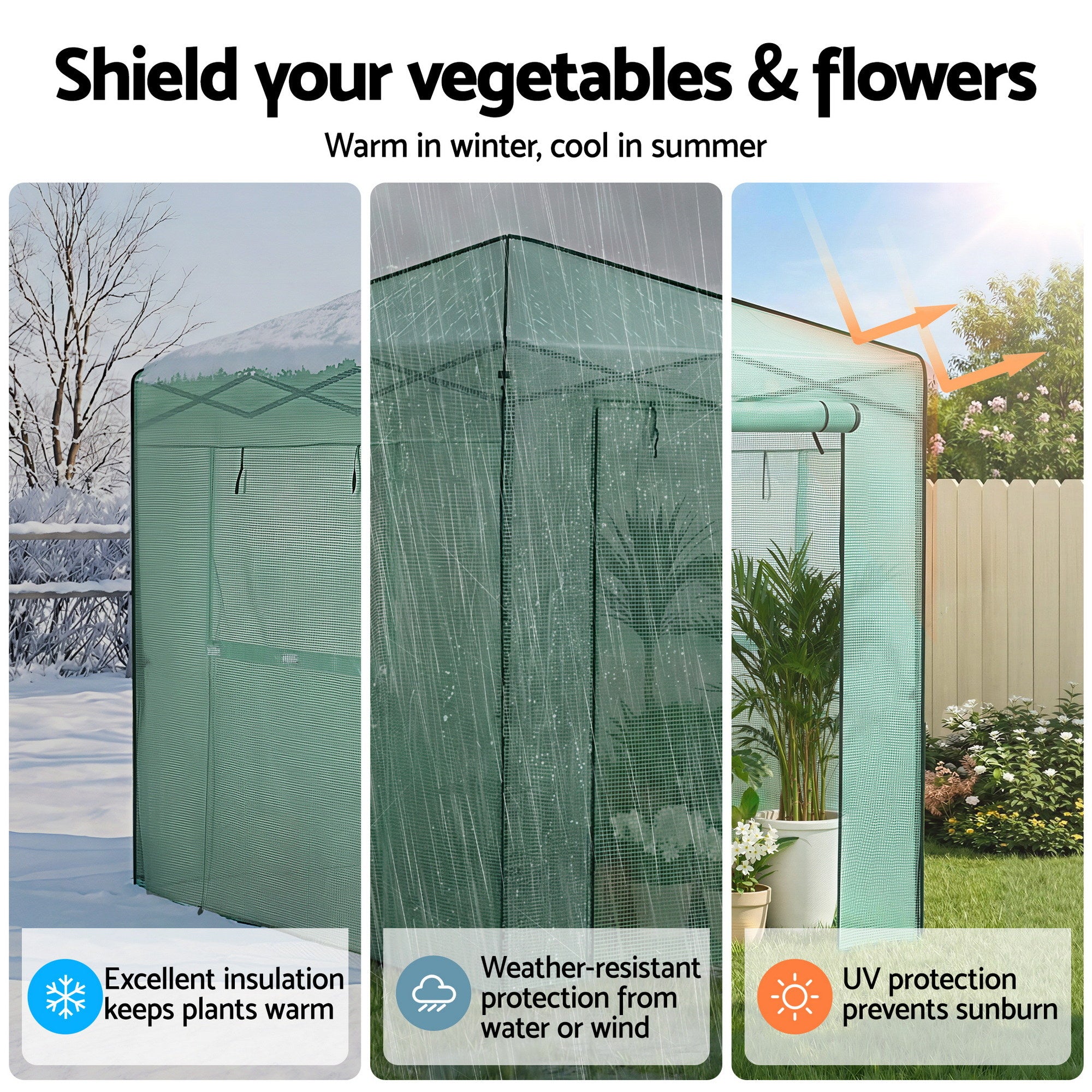 Green Fingers Greenhouse 180x240x240cm Steel Frame PE Cover Outdoor Shelter GH-WALK-PH-24X18