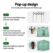 Green Fingers Greenhouse 180x240x240cm Steel Frame PE Cover Outdoor Shelter GH-WALK-PH-24X18
