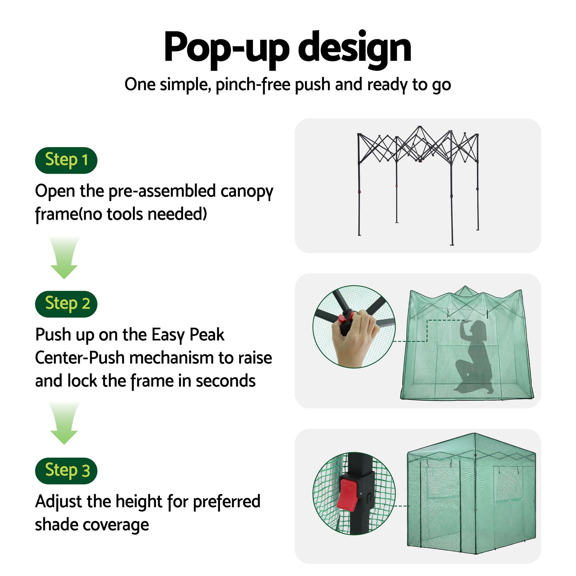 Green Fingers Greenhouse 180x240x240cm Steel Frame PE Cover Outdoor Shelter GH-WALK-PH-24X18
