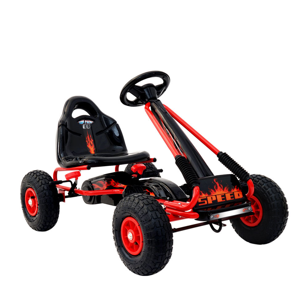 Rigo Kids Pedal Go Kart Ride On Toys Racing Car Rubber Tyre Red GKRT-F1A-RD