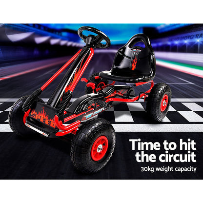 Rigo Kids Pedal Go Kart Ride On Toys Racing Car Rubber Tyre Red GKRT-F1A-RD