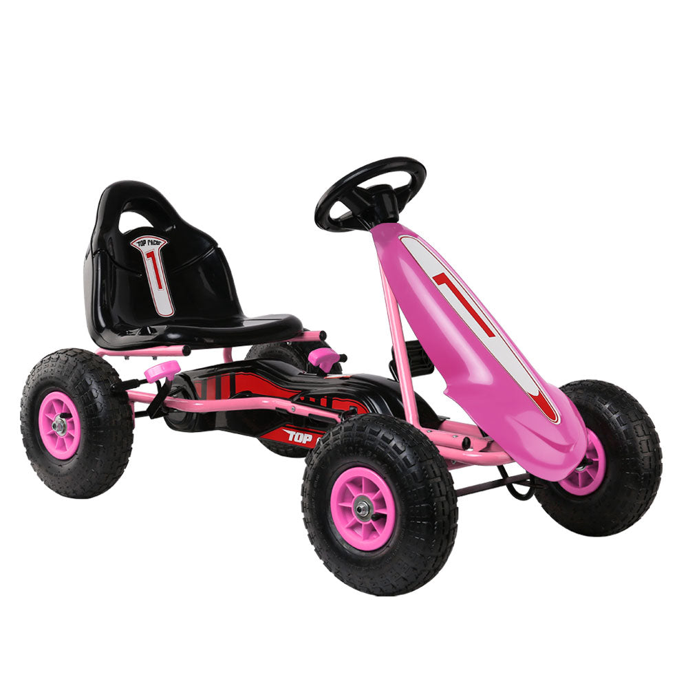 Rigo Kids Pedal Go Kart Ride On Toys Racing Car Adjustable Seat Pink GKRT-F1C-PK