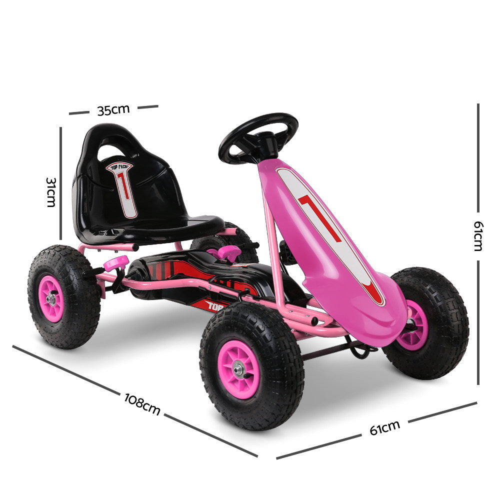 Rigo Kids Pedal Go Kart Ride On Toys Racing Car Adjustable Seat Pink GKRT-F1C-PK