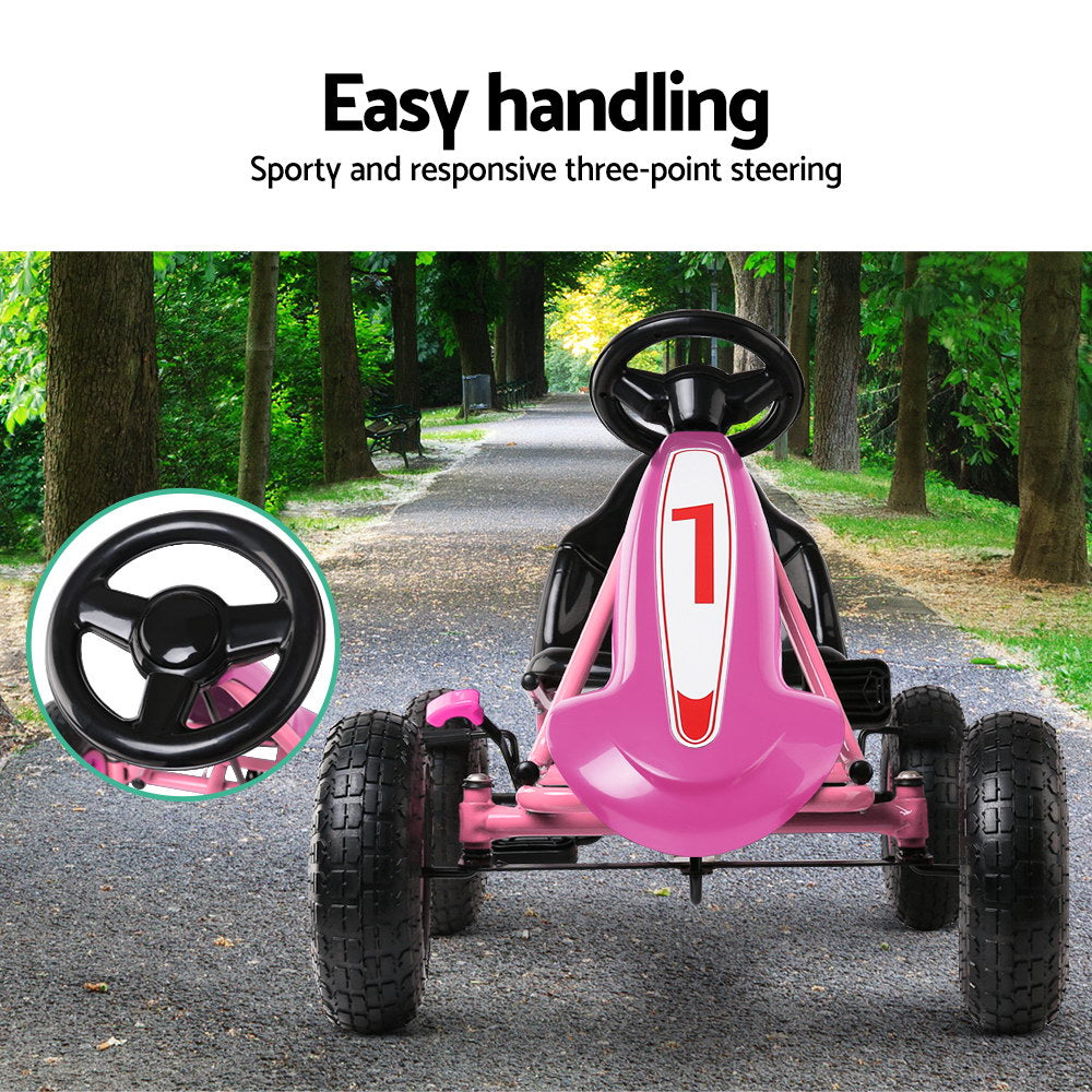 Rigo Kids Pedal Go Kart Ride On Toys Racing Car Adjustable Seat Pink GKRT-F1C-PK