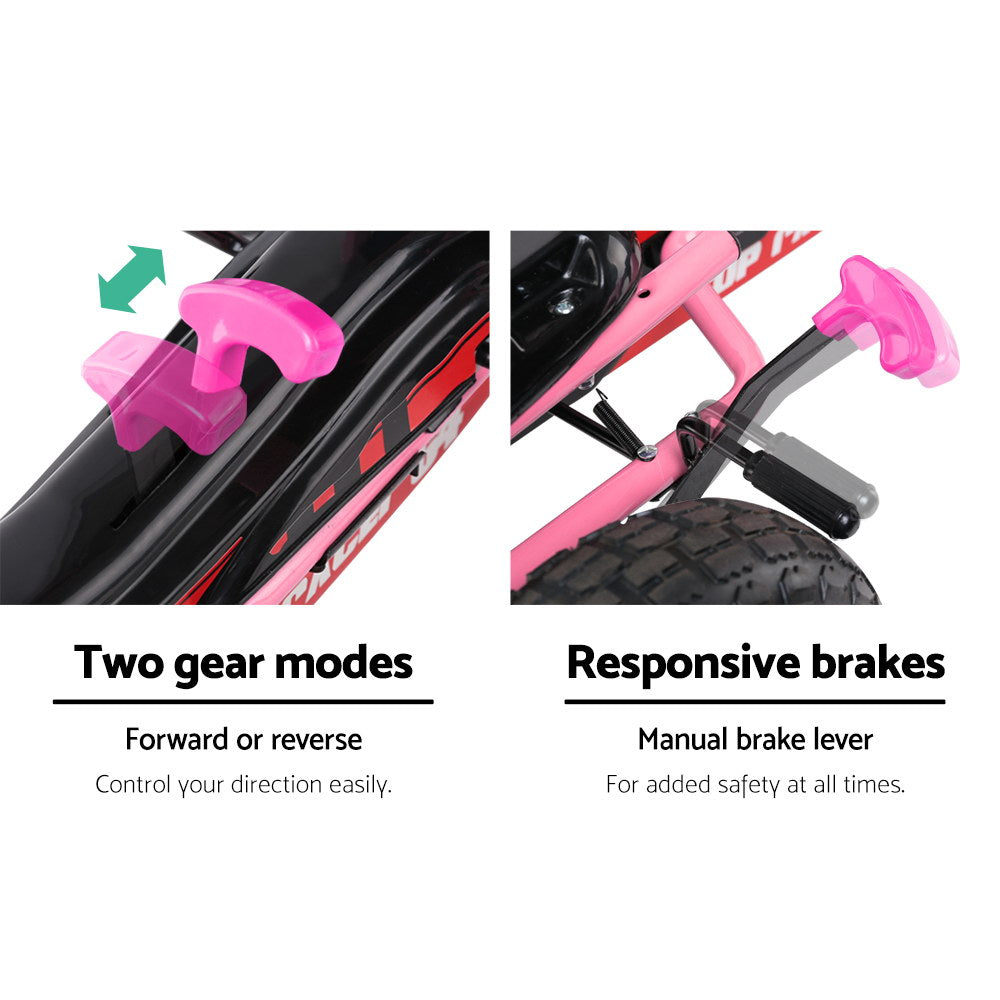 Rigo Kids Pedal Go Kart Ride On Toys Racing Car Adjustable Seat Pink GKRT-F1C-PK