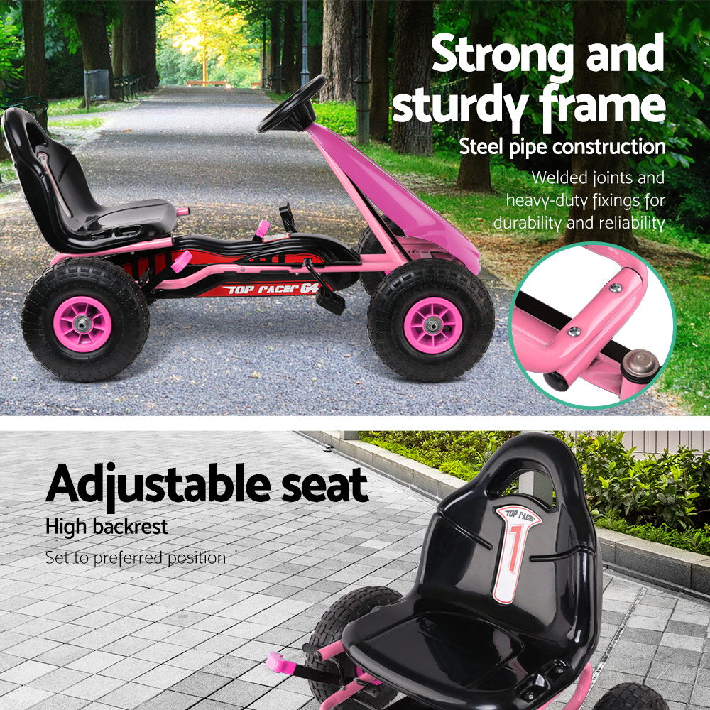 Rigo Kids Pedal Go Kart Ride On Toys Racing Car Adjustable Seat Pink GKRT-F1C-PK