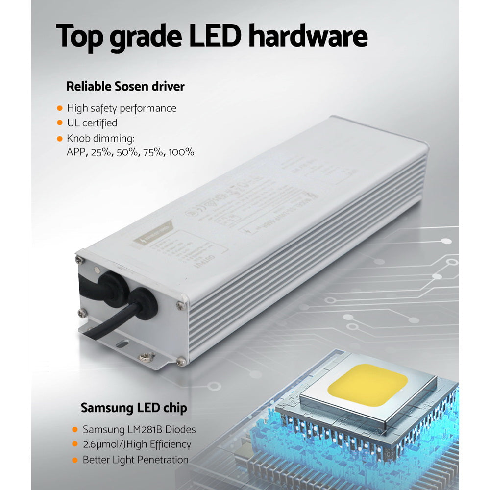 Greenfingers Max 220W Grow Light LED Full Spectrum Indoor Plant All Stage Growth GL-BOARD-220-DIM