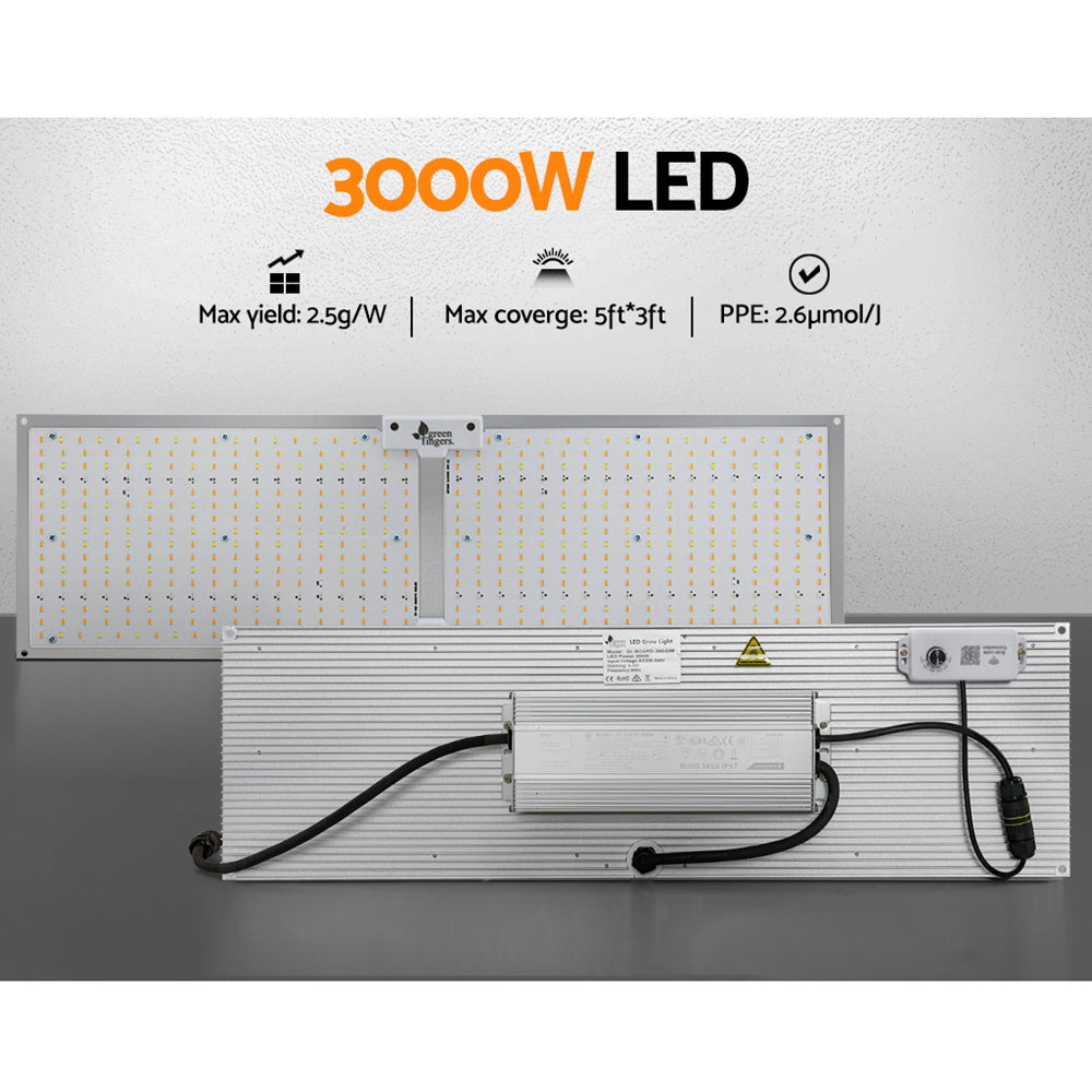 Green Fingers Max 3000W Grow Light LED Full Spectrum Indoor Plant All Stage Growth GL-BOARD-300-DIM