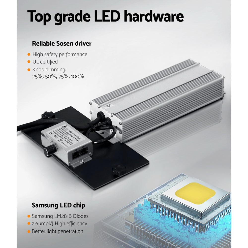 Green Fingers Max 3200W Grow Light LED Full Spectrum Indoor Plant All Stage Growth GL-BOARD-320-DIM-BAR