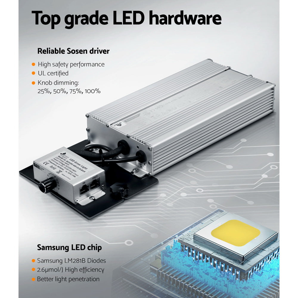 Green Fingers Max 4800W Grow Light LED Full Spectrum Indoor Plant All Stage Growth GL-BOARD-480-DIM-BAR