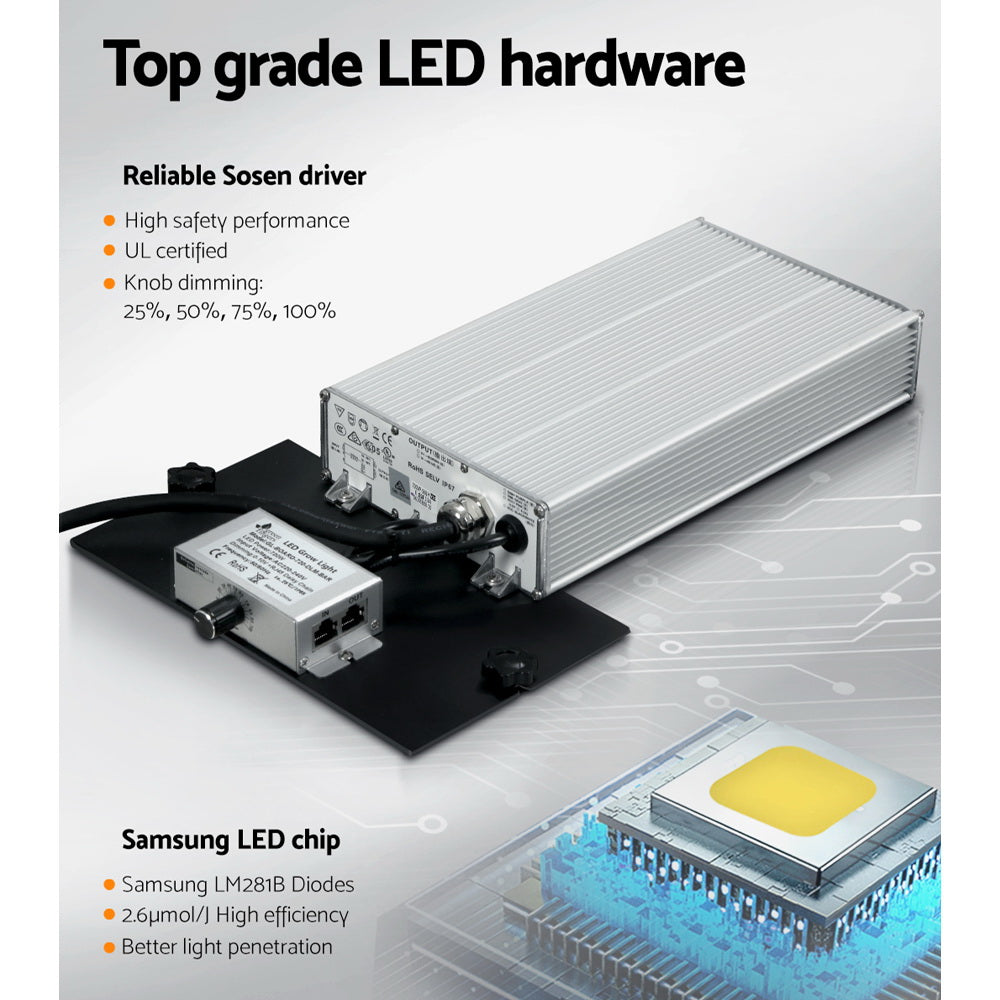 Green Fingers 7200W Grow Light LED Full Spectrum Indoor Plant All Stage Growth GL-BOARD-720-DIM-BAR