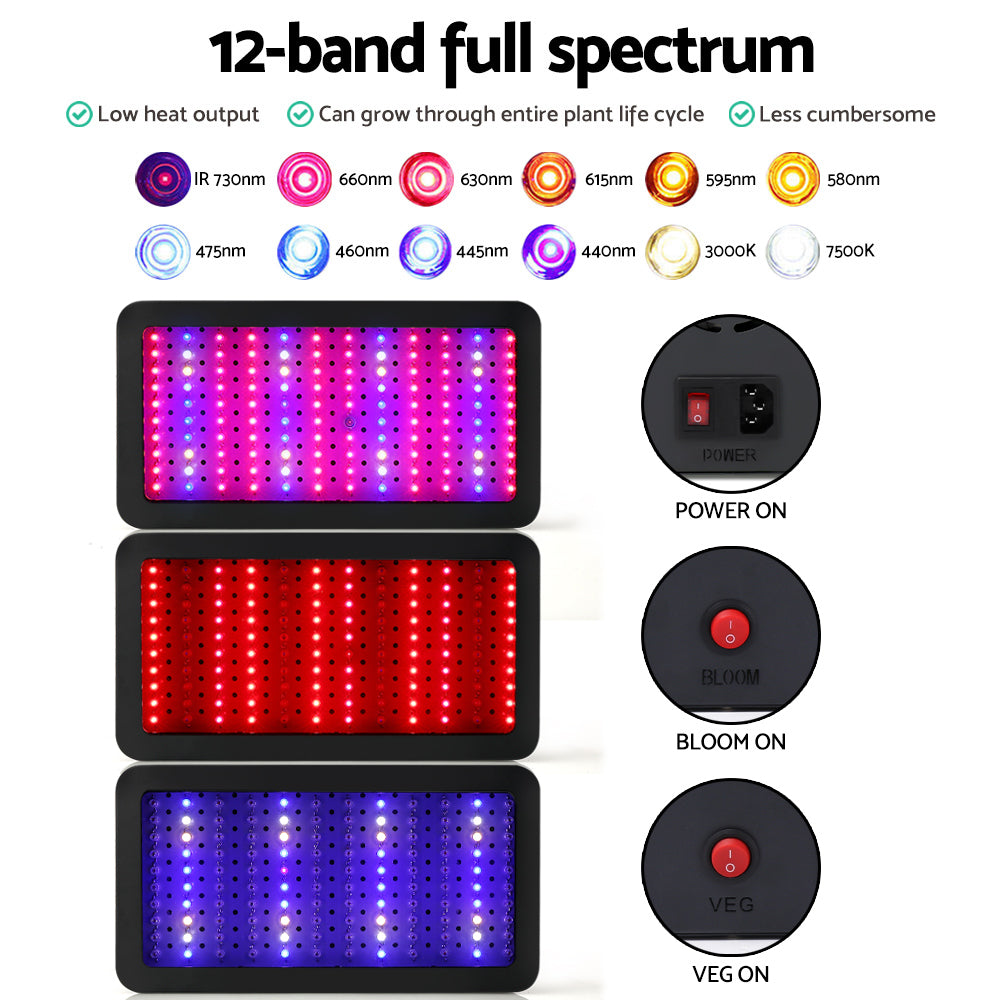 Green Fingers 1200W Grow Light LED Full Spectrum Indoor Plant All Stage Growth GL-NM-3T-1200