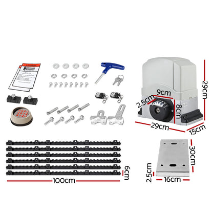 LockMaster Electric Sliding Gate Opener 1200KG Auto Keypad Hardware Remote 6M GO-DSR1200-SV-172-RX3